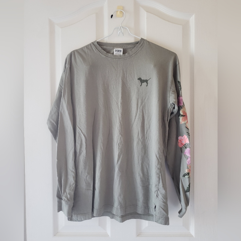A greenish color PINK Victoria's Secret long sleeve tshirt